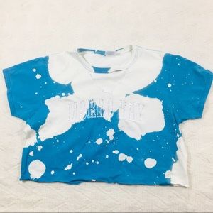 Gildan Sz M Morro Bay Bleach Splatter Crop Top